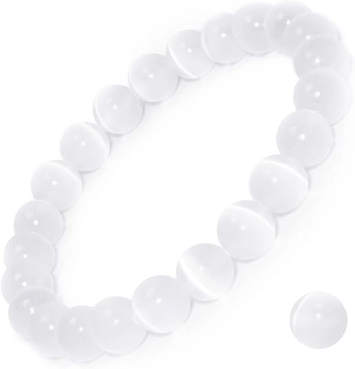white selenite crystal bracelet translucent bead design