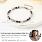 anxiety relief bracelet for women with rose quartz amethyst and black tourmaline