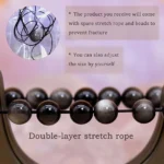 black obsidian bracelet men double layer elastic string adjustable