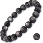 black obsidian bracelet men 8mm natural beads full view