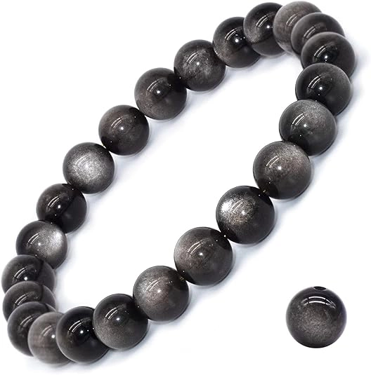 black obsidian bracelet men 8mm natural beads full view