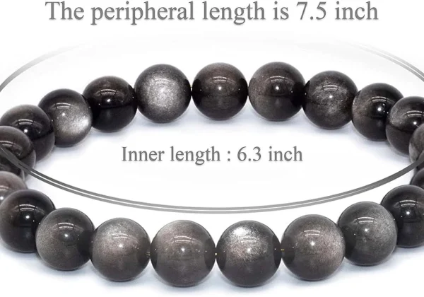 black obsidian bracelet men size 7.5 inch outer 6.3 inch inner