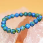 blue azurite bracelet natural crystal beaded bracelet close up