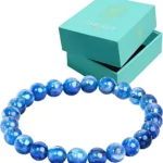 blue kyanite bracelet natural gemstone bead elastic