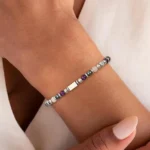 close up of empath protection bracelet for women stainless steel and crystal beads
