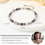 empath protection bracelet for women with amethyst hematite and rose quartz beads