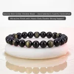 handcrafted golden obsidian bracelet for women with double strung elastic design