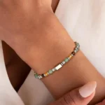 close up of good luck bracelet for women crystal beads and metal accents