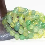 green prehnite bracelet natural beads close up detail