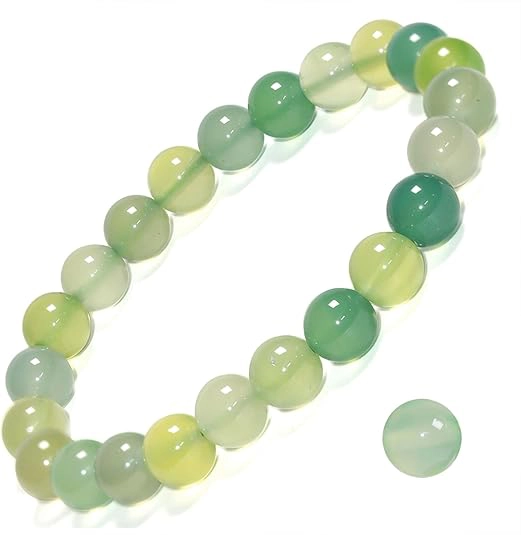 green prehnite bracelet 8mm natural beads full view