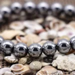 hematite stone bracelet close up polished beads detail