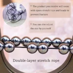 hematite stone bracelet double layer elastic string adjustable