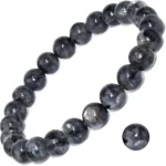 natural labradorite crystal bracelet gray gemstone beads with blue flash