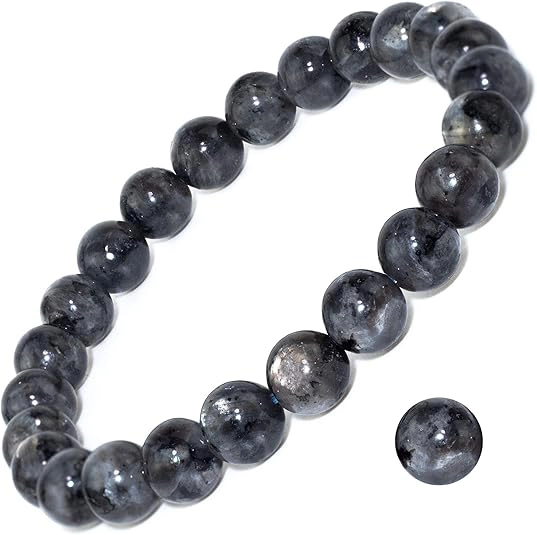 natural labradorite crystal bracelet gray gemstone beads with blue flash