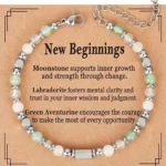 new beginnings crystal bracelet for women meaning card moonstone labradorite aventurine
