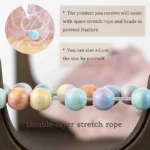rainbow agate bracelet double layer elastic string adjustable