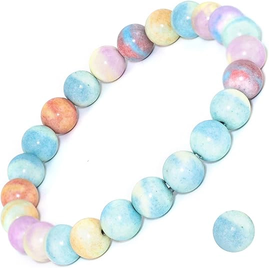 rainbow agate bracelet 8mm multicolor beads full view