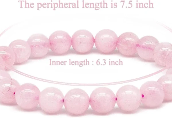 rose quartz bead bracelet size 7.5 inch outer 6.3 inch inner