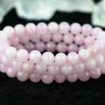 rose quartz bead bracelet stacked multiple pink bracelets