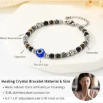 spiritual protection bracelet for women black tourmaline tiger eye hematite evil eye beads