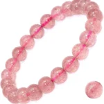 strawberry quartz bracelet 8mm pink beads full view