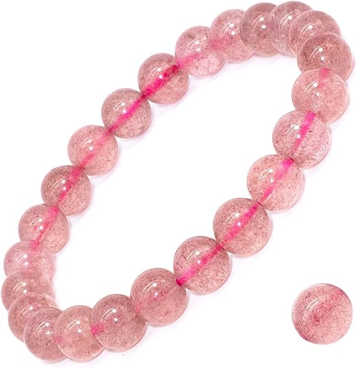 strawberry quartz bracelet 8mm pink beads full view