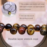 tiger eye stone bracelet double layer elastic string adjustable