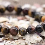 tiger eye stone bracelet natural multicolor beads close up detail