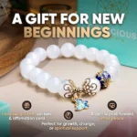 white agate bracelet for women with butterfly charm gift box