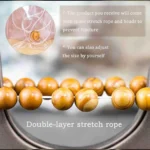 wood grain jasper bracelet double layer elastic string adjustable