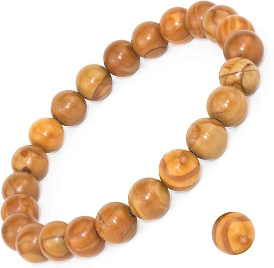 wood grain jasper bracelet 8mm natural brown beads full view