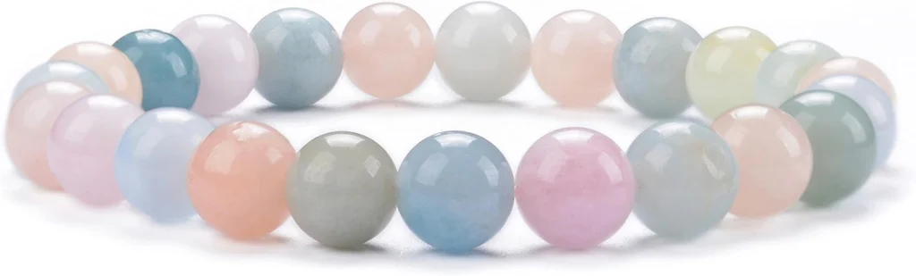 natural multi beryl bracelet for women pastel gemstone bead bracelet close up