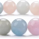 natural multi beryl bracelet for women pastel gemstone bead bracelet close up