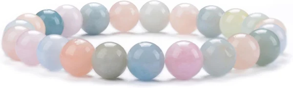 natural multi beryl bracelet for women pastel gemstone bead bracelet close up