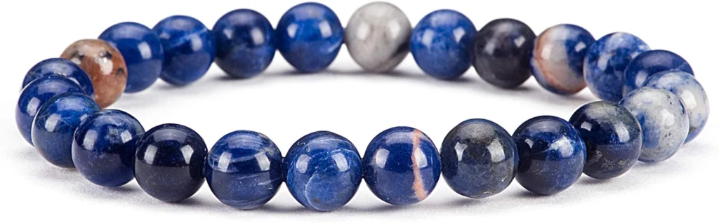 natural orange sodalite bracelet for women with blue and earthy gemstone beads