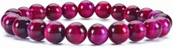 natural pink tiger eye bracelet for women with glossy 8mm gemstone beads