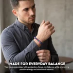 man wearing natural tiger eye bracelet for women and unisex daily wear